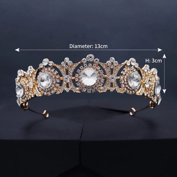 Vera Crystal Bridal Tiara in Gold - Picture 4 of 4